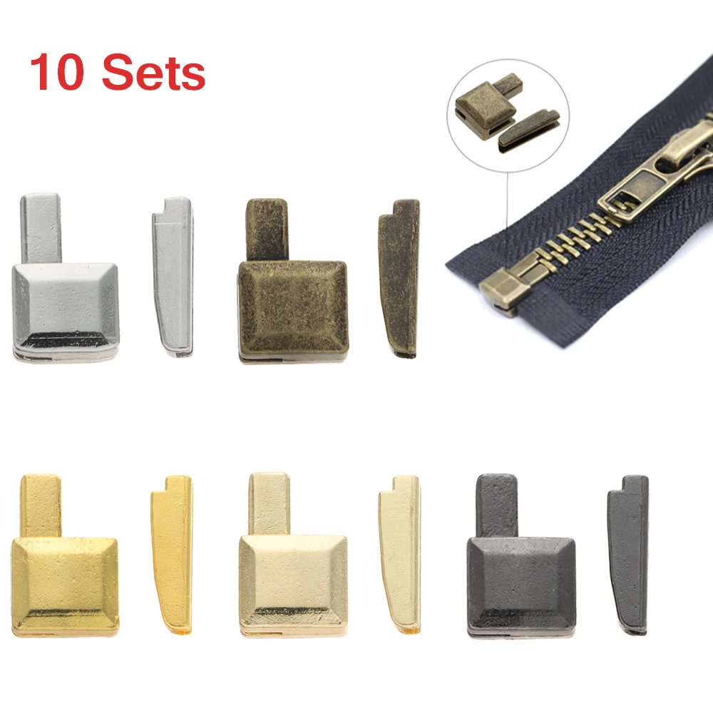 10 zestaw otwarta końcówka DIY szycia zamek błyskawiczny akcesoria metalowe naprawy zamek błyskawiczny Stopper dla odzieży zamek błyskawiczny Stopper