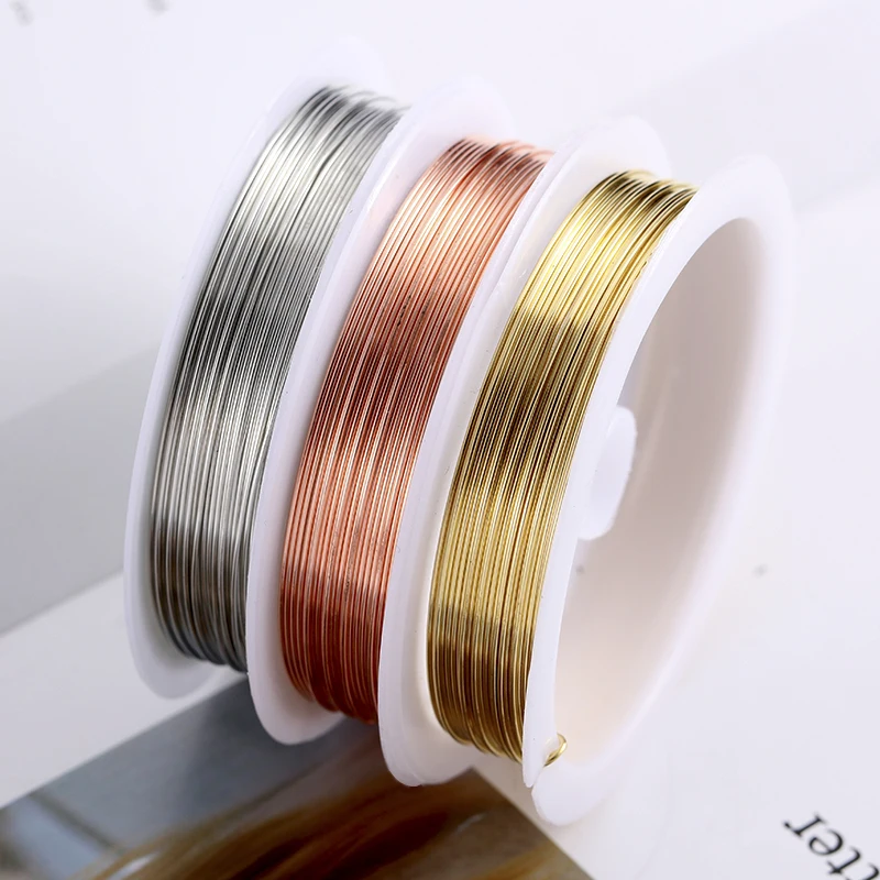 1 Roll 0.2/0.25/0.3/0.4/0.5/0.6/0.7mm Silver/Gold/Rose Gold Brass Copper Wires for Bracelet Necklace DIY Jewelry Making Findings