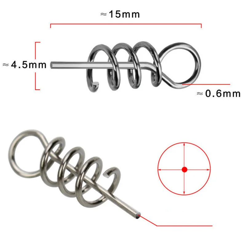 50 or 100pcs/Lot Spring Lock Pin Crank Hook Fishing Connector Stainless Steel Swivels & Snap Soft Bait Fishing Accessories Pesca