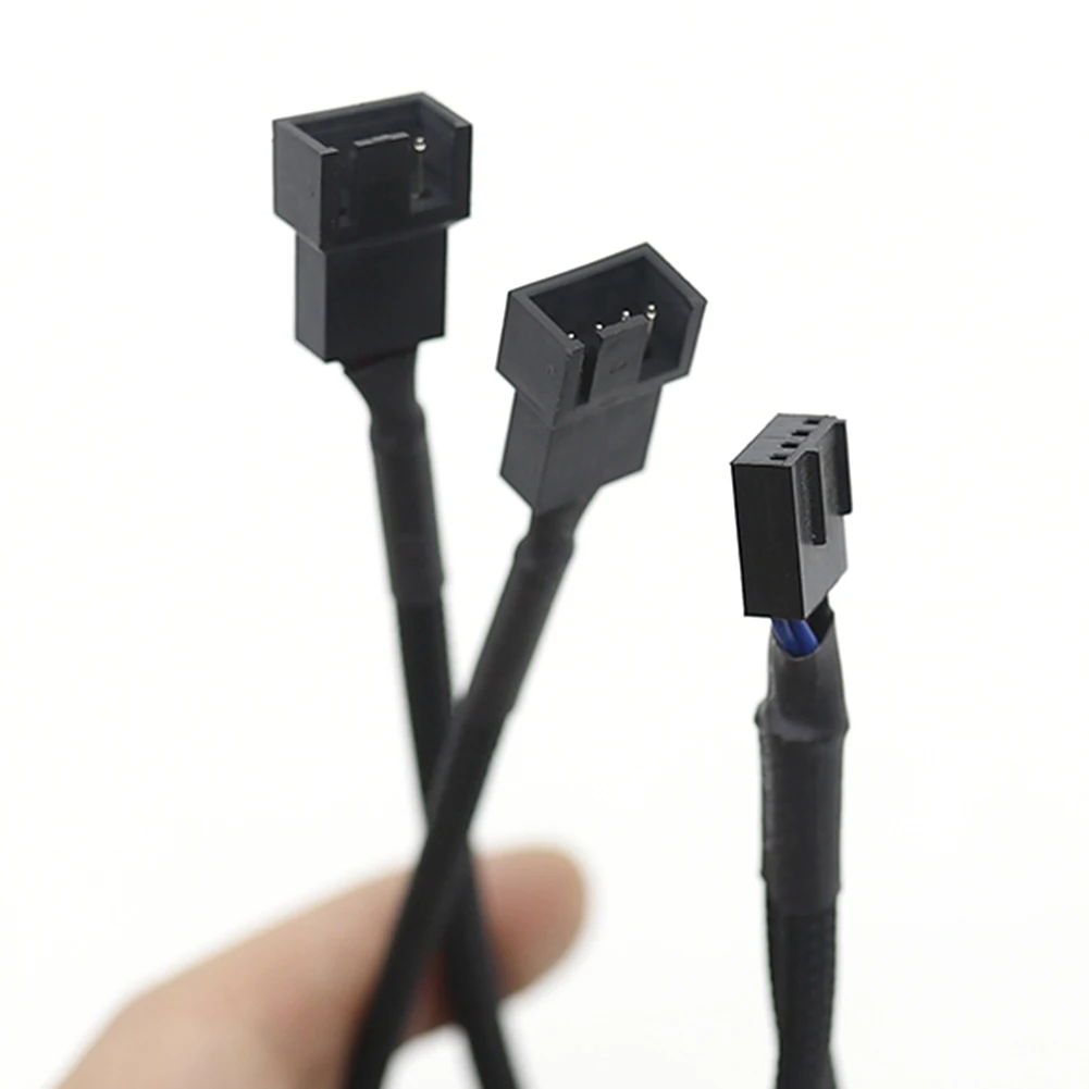 Câble répartiteur en Y pour ventilateur, adaptateur pour processeur CPU de carte mère, composé d'un côté mâle à 4 broches vers double sortie femelle de respectivement 3 et 4 broches, liaison d'extesion, refroidisseur