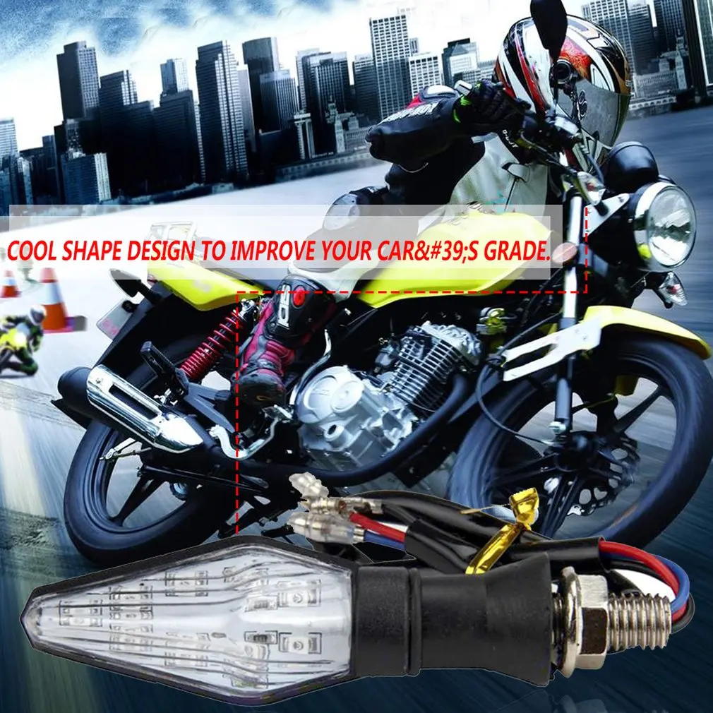 2pcs Turn Signal Light Double-sided Lighting 12V Super Bright LED Bulbs Light for Motorbike Off Road