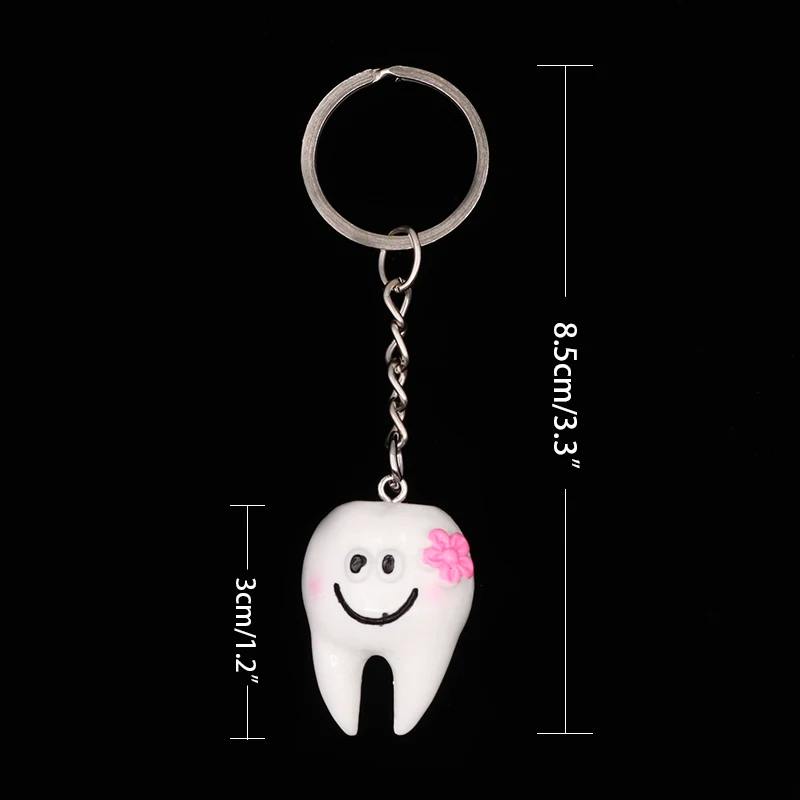 10pcs Cartoon Teeth Keychain Dentist Decoration Key Chains Pendant Resin Tooth Model Shape Key Rings Dental Clinic Gift For Kids