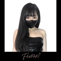 Ftshist Wet Look Mask Fetish Latex Coating Masked PVC Black Faux Leather Bondage Sex Breathing Control Games Cosplay Accessory