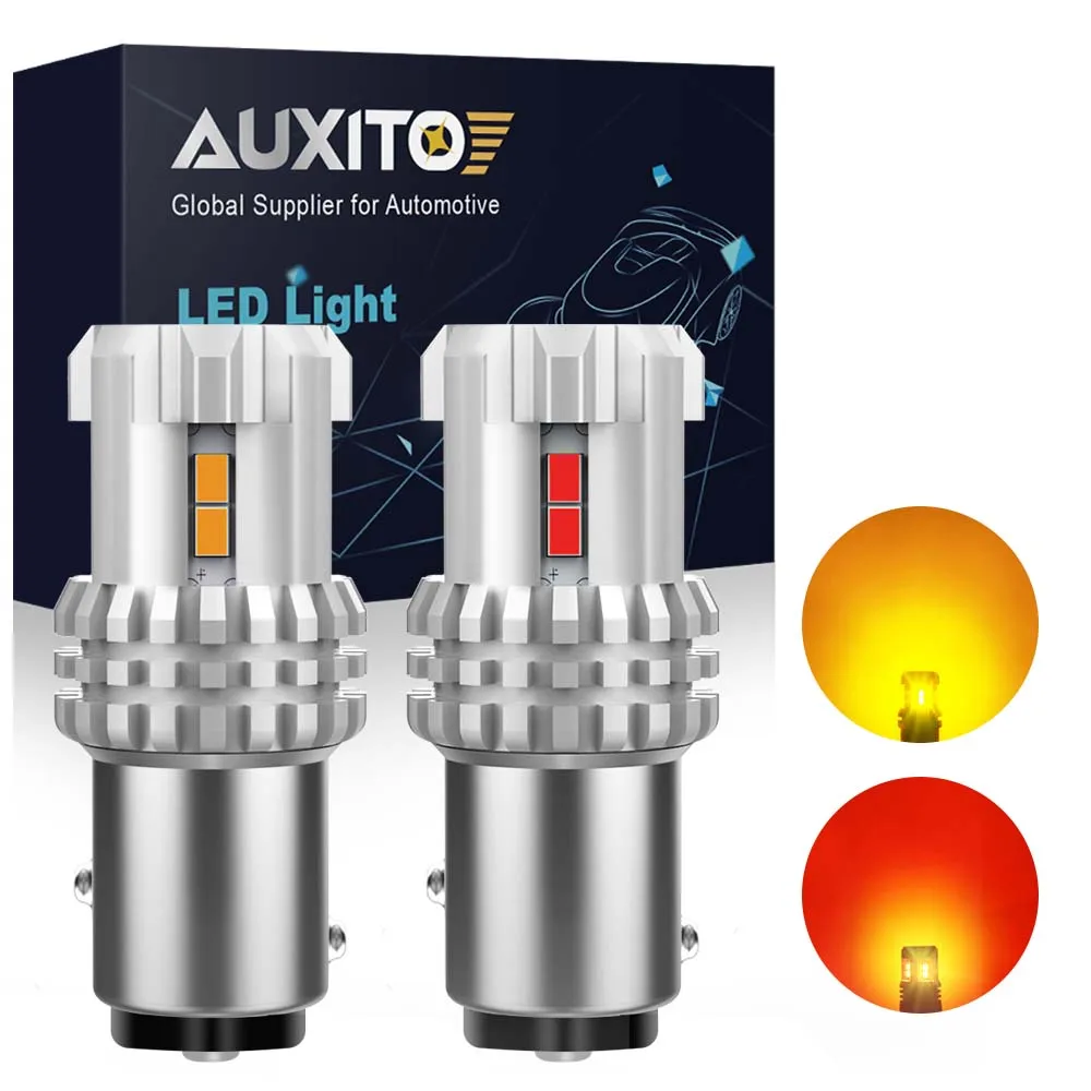 

AUXITO 2PCS PY21/5W BAY15D P21/5W 1157 LED Bulbs Red Turn Signal Lights Amber Auto Brake Lamp Car Tail Back Up Reverse Light