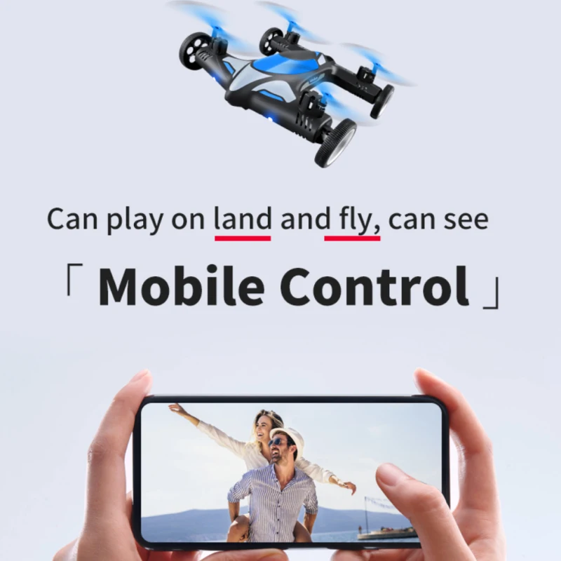 Land Air Dual Mode WIFI FPV 4K RC Drone Model 150M Intelligent Hover Stunt Roll Land Drive Air Fly Remote Control FPV Quadcopter