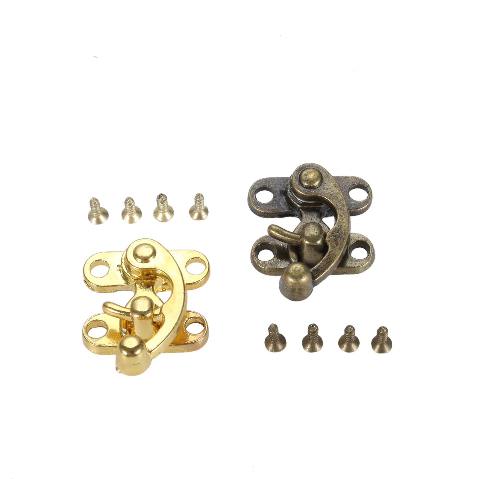 2pc Latch Buckle Horn Hasp Padlock Clasp Alloy Hook w/screw Wood Jewelry Box Toggle Lock Antique Bronze/Gold 29*33mm Old Fashion
