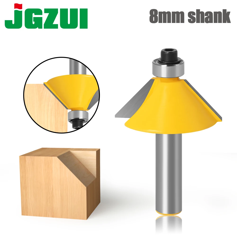 1pc 8mm Shank wysokiej jakości duże 45 stopni fazowanie i krawędzie cięte frez cięcie drewna narzędzie Router do obróbki drewna frez s