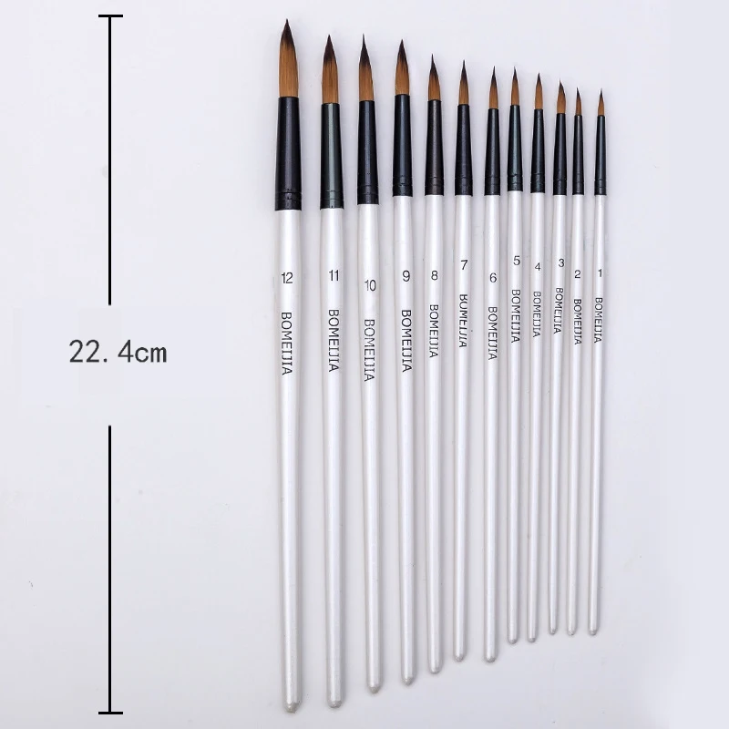 12 Stuks Nylon Haar Houten Handvat Aquarel Penseel Pen Set Voor Leren Diy Olie Acryl Schilderen Art Penselen levert