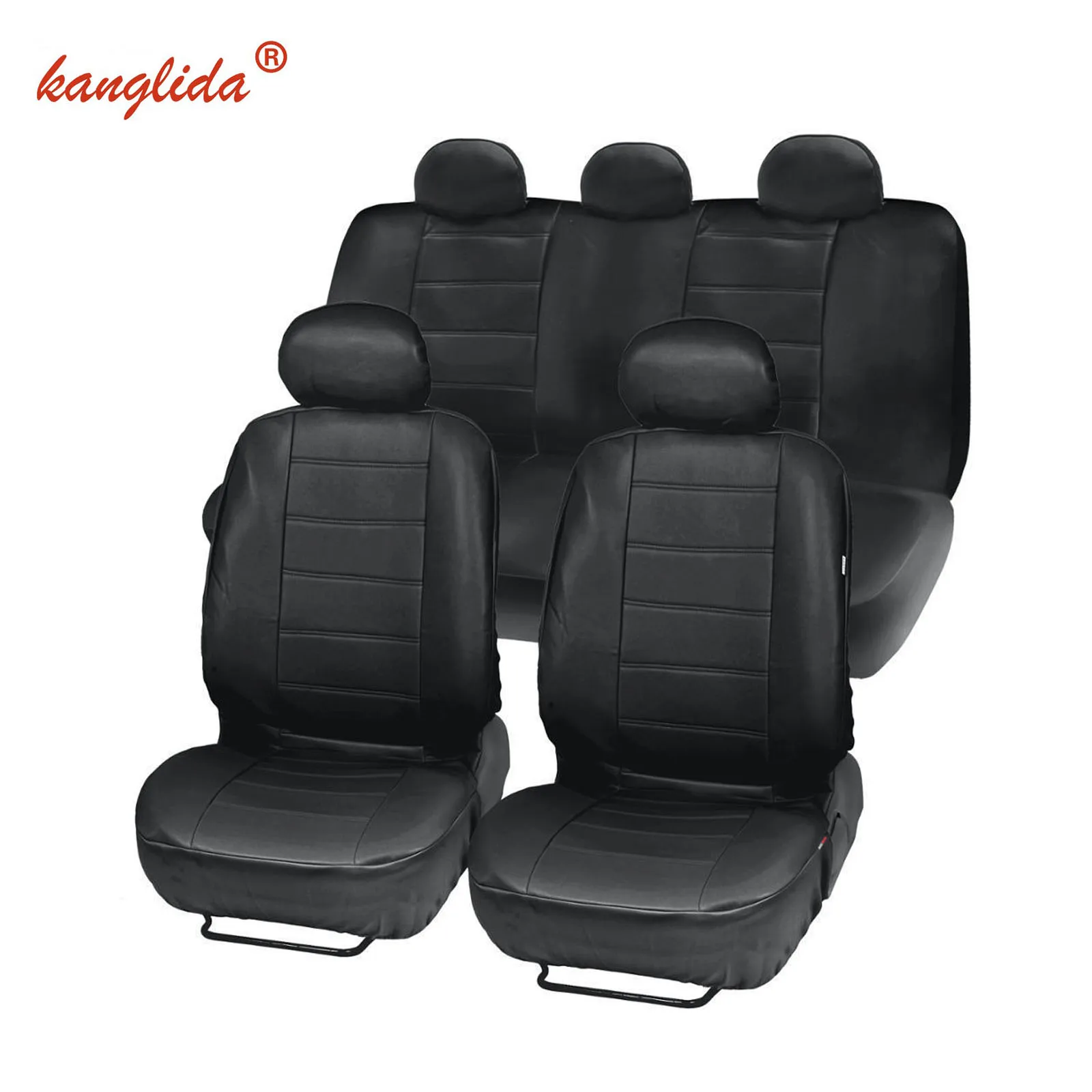 

KANGLIDA 9Pcs Waterproof Car Seat Covers PU Leather Auto Dustproof Protector Seat Case for Vehicle Black Cover Luxury