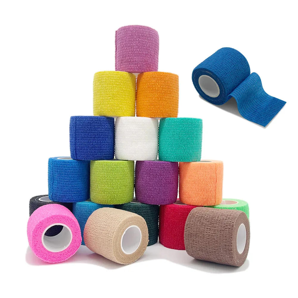 1/10Preferential price Colorful Sport Self Adhesive Elastic Bandage Wrap Tape For Knee Support Pads Finger Ankle Palm Shoulder