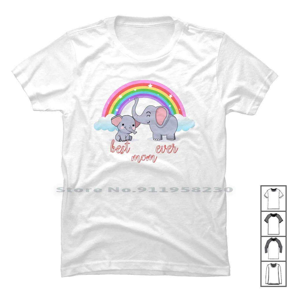 Футболка с надписью «Best Mom Ever», 100% хлопок, с изображением слона, лучших мамы, животных, мамы, детей