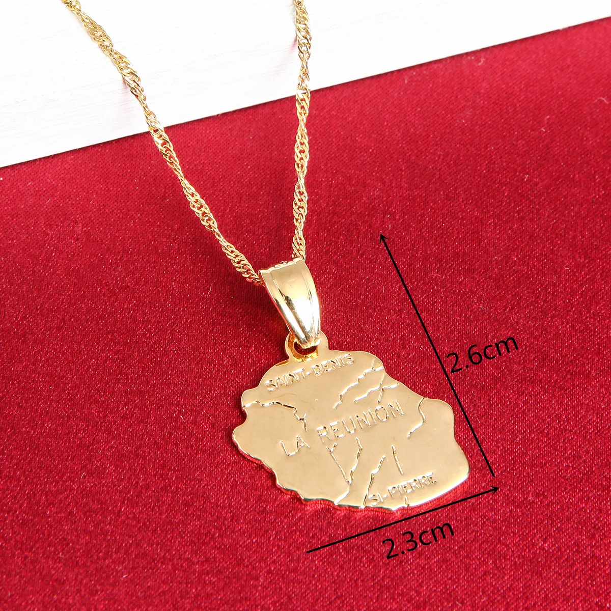 La Reunion Map Pendant Necklace Gold Color Fashion France Reunion Island Maps Jewelry