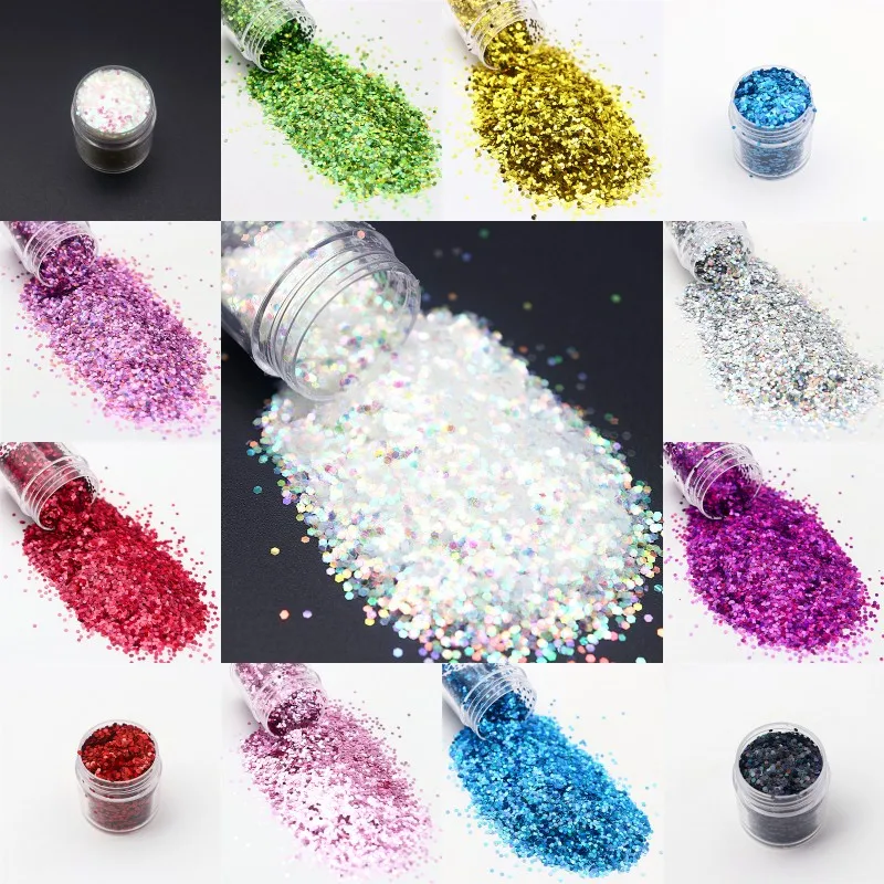 10ml Hexagonal Sequins Pure Color Laser Sequins Eye Makeup Glitter Crafts Toys DIY Nail Art Eye Makeup Glue Accessories 1mm