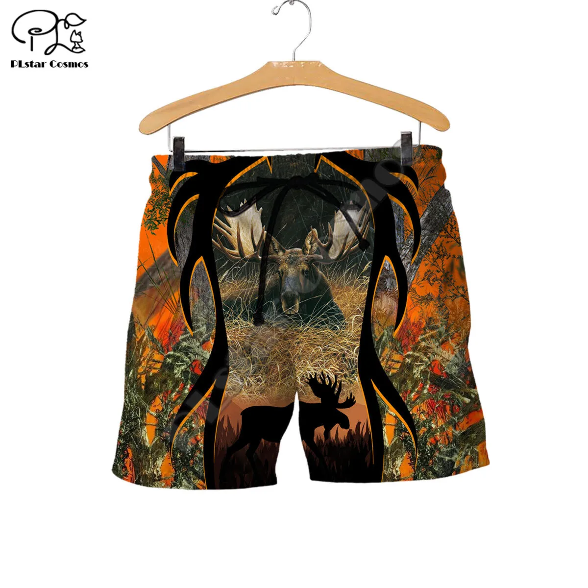 PLstar Cosmos Moose Hunting 3D Printed 2022 Newest Fashion Summer Casual Men's Shorts Harajuku Loose Beach Drop Shipping M30