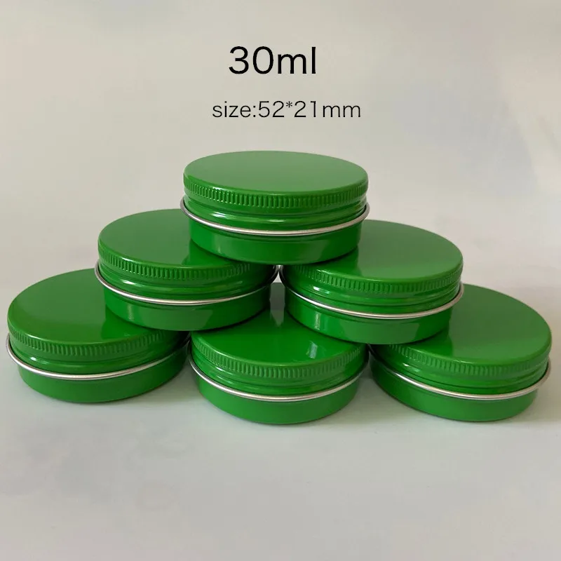 

30ml Green Emtpy Tin Box Tea Cans Aluminum Candle Cream Jars Cosmetics Container New Year Gift Packaging 50pcs