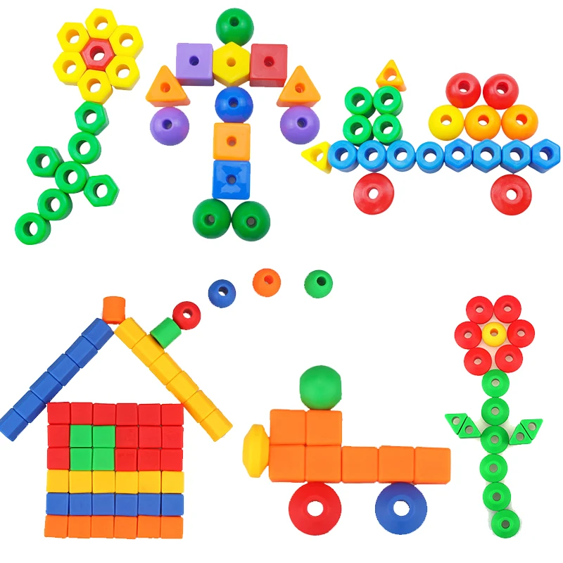 20/40Pcs Montessori Vetersluiting Kralen Geometrie Rijgen Blok Kinderen Kid Fijne Motor Vaardigheid Leren Onderwijs Puzzel Cognitie Speelgoed