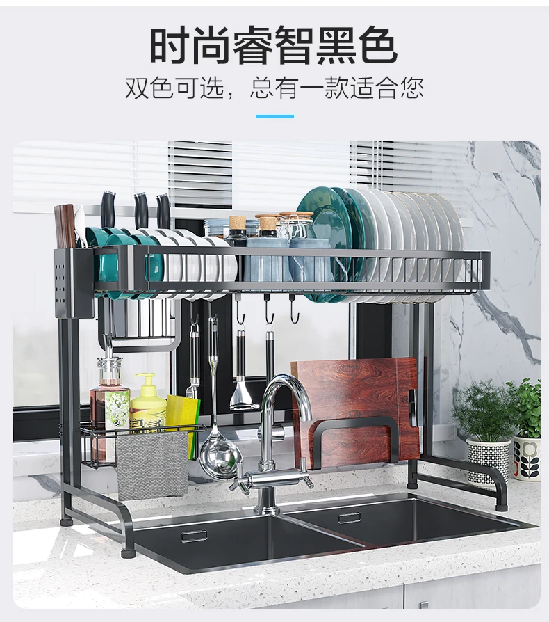 

Kitchen Organizer Storage Holder Dishes Racks Stainless Steel Kitchen Dish Rack Plate Cutlery Cup Dish Drainer Sink Drying Rack