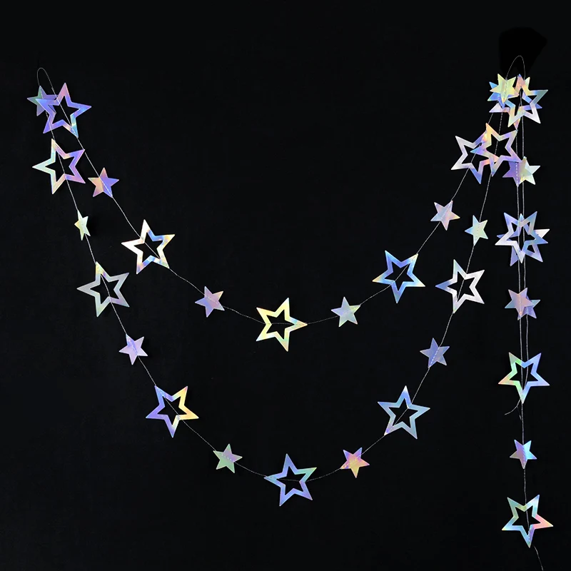 Farbverlauf Silber Papier Stern Girlande für Kinder Geburtstag Party Dekoration Hochzeit Weihnachten Wandbehang Banner Mädchen Junge Baby Dusche – Detail 7