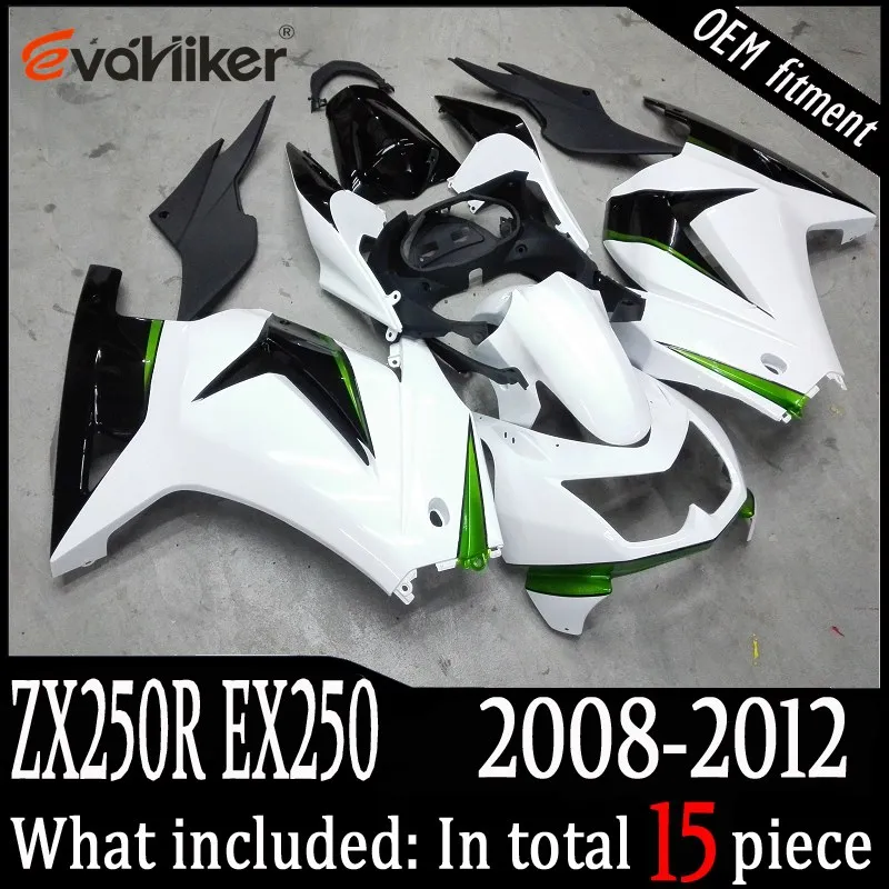 Custom kuip voor ZX 250R EX250 2008 2009 2010 2011 2012 ABS motor panelen Body Kit spuitgietmatrijs groen