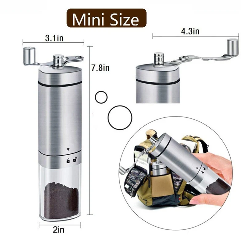 Handheld Coffee Bean Mill Stainless Steel Manual Coffee Grinder With Adjustable Conical Ceramic Burr