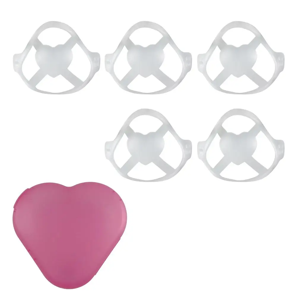 3D 5pcs Silicone Face Bracket With Box Internal Support Frame For Mask Breathable Reusable Lipstick Protector Protection