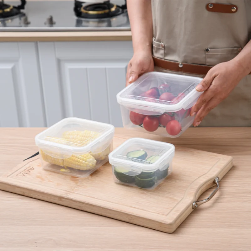 3 Pack Square Airtight Food Storage Container with Lid, Leak Proof Snap Lock, BPA Free Plastic (350ML, 700ML, 1300ML)