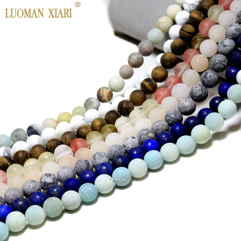 Fine AAA 100% Natural Stone Beads Matte Tiger Eye Amazonite Rose Quartz Agate For Jewelry Making DIY Necklace Bracelet 4/6/810MM