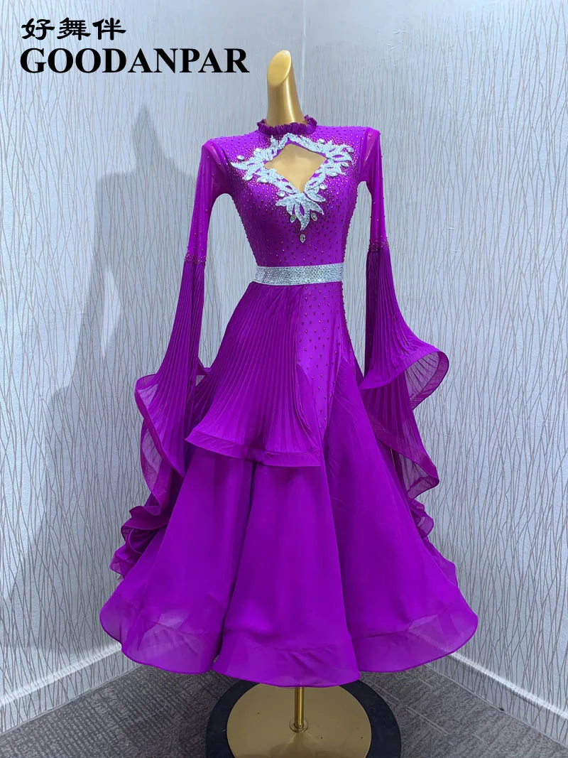 Ballroom Dance Dress Women for Competition standard dance dress ballroom dance costumes  pleated material dress pleated fabric