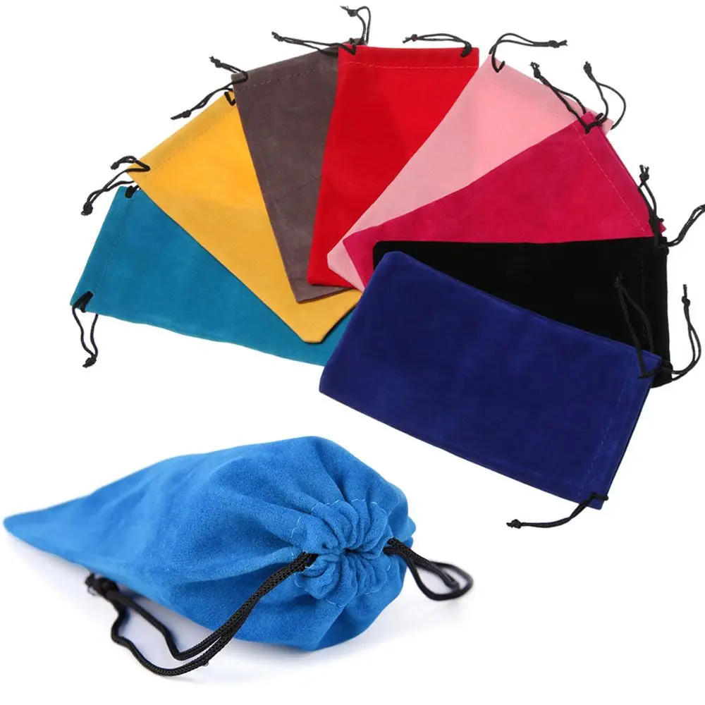 1PC Sunglasses Bags Solid Color Drawstring Pouch Bags Eyewear Accessories Soft Eyeglasses Bag