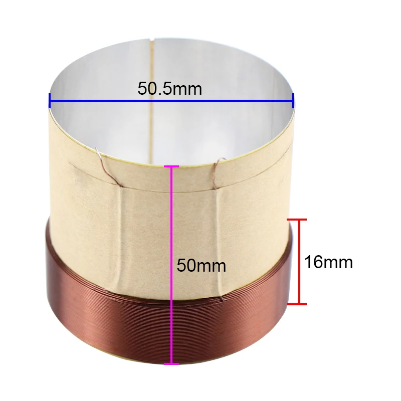 50.5mm 100W Bass Voice Coil Four-layer 8ohm Woofer Coil Pure Copper Wire White Aluminum Speaker Repair Parts 2PCS