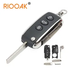 No logo 3Buttons Folding Remote Fob Flip  Auto Car Key Shell Case Cover for Bentley Mulsanne Hurtling GT Flying Spur Continental