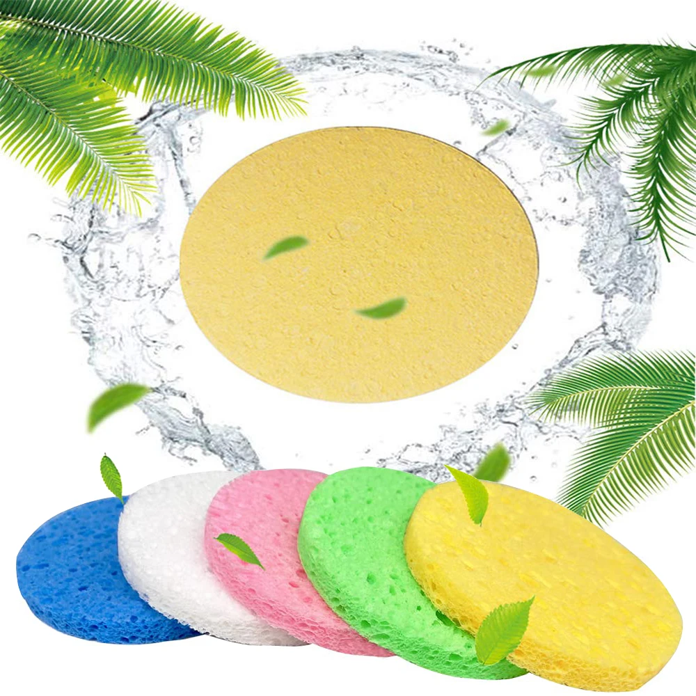 20 Pieces of Natural Wood Pulp Sponge Cleansing Pad Facial Care Exfoliating Soft Sponge Fiber Makeup Puff Remover Tool