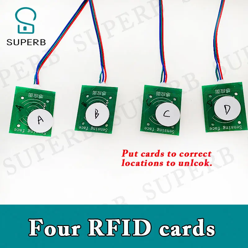 Tarjeta ic liberada para sala de escape, accesorio de juego para aventurero, 4 tarjetas Rfid