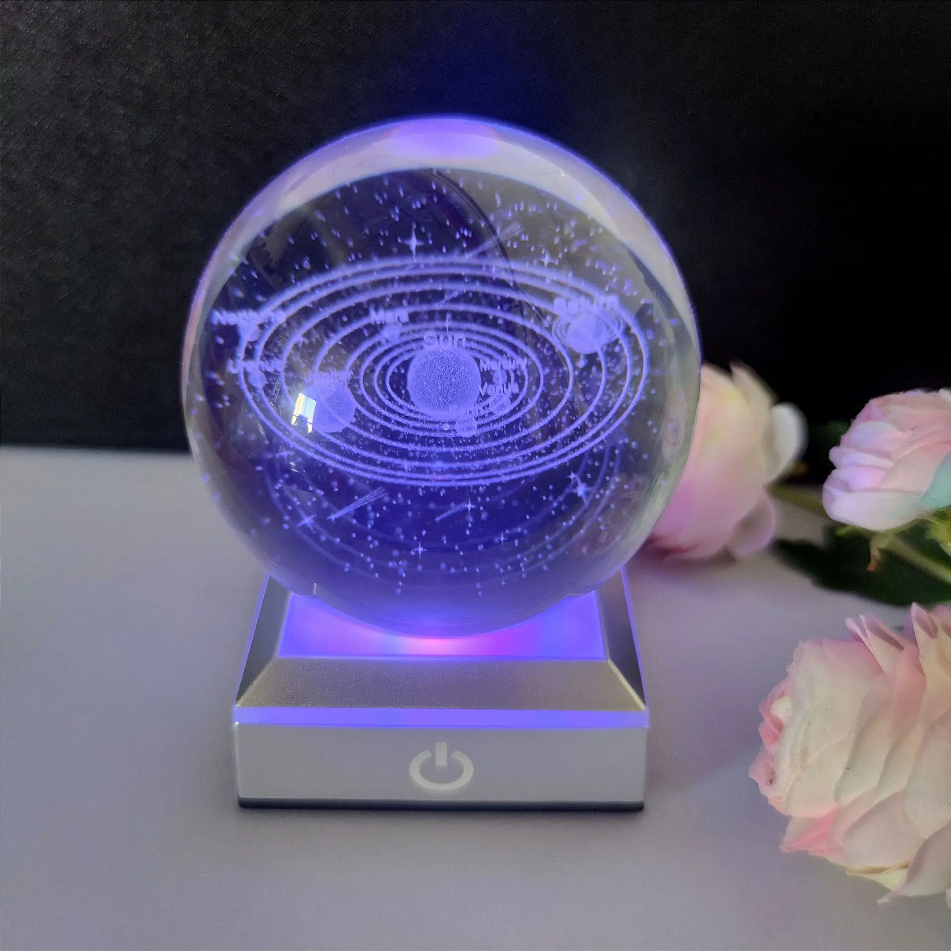 Solar System Crystal Ball Night Light Glowing Galaxy Children Room Decoration Boy Girl Desktop Ornament for Home