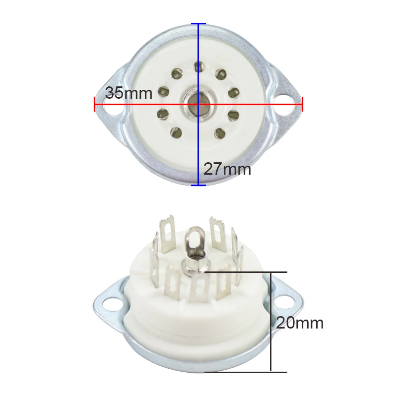 GHXAMP Nine-Pin Electronic Tube Socket For ECC83 6N3 6N11 6P14 5670 Amplifier Valve Nine Foot Socket 2pcs