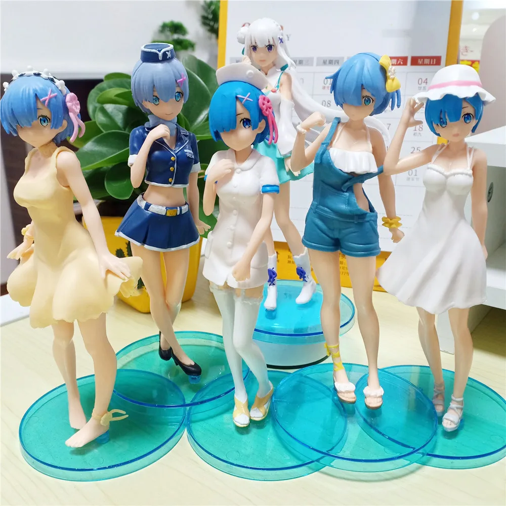 6Pcs/set Anime Re:Life In A Different World From Zero Rem Ram Pajamas Girl Action Figure Toys Cute Rem Ram Figure PVC Model Toys