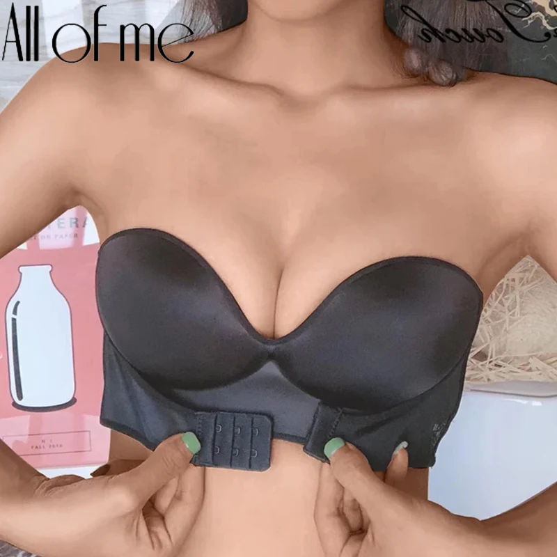 Front Closure Bra Women Invisible Bras Sexy Push Up Bra Underwear Lingerie Female Brassiere Strapless Seamless Bralette ABC Cup