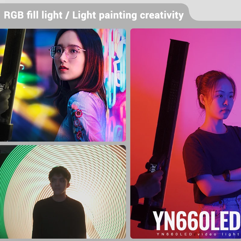 Imagem -04 - Yongnuo Yn660led Handheld Luz de Vídeo Led Toque Ajustando Bi-colo 2000-9900k Rgb Cor Controle Remoto Novo Produto Iluminação da Lâmpada