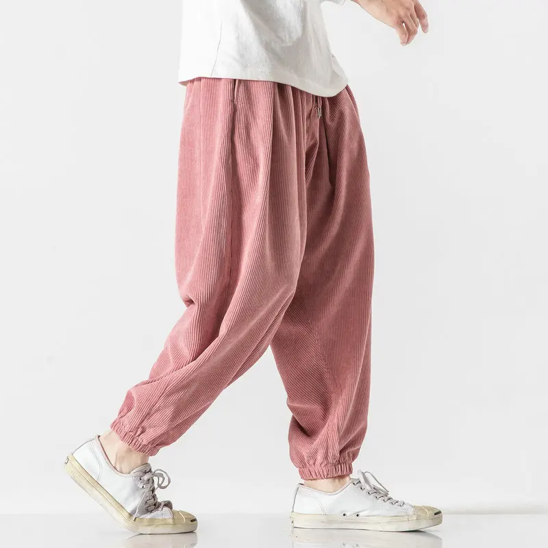 Pantalones bombachos de pana para hombre y mujer, pantalón de chándal informal de algodón de talla grande, ropa de calle a la moda, envío directo,