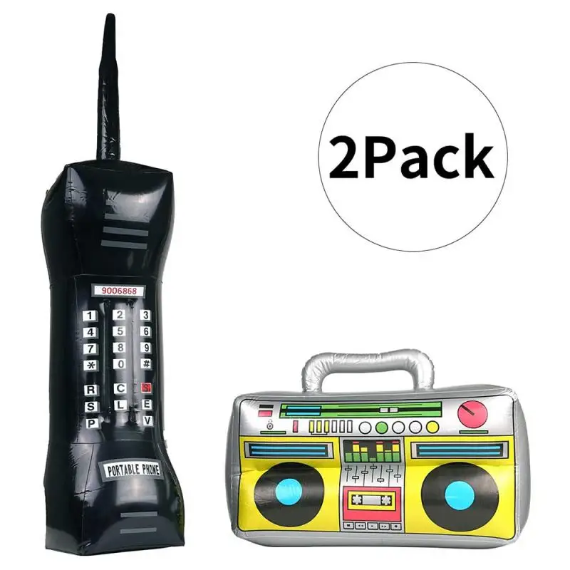 

Summer Hot Swimming Toys 2 Pieces Inflatable Radio Boom Box Inflatable Mobile Phone Props For 80s 90s Party Decorations