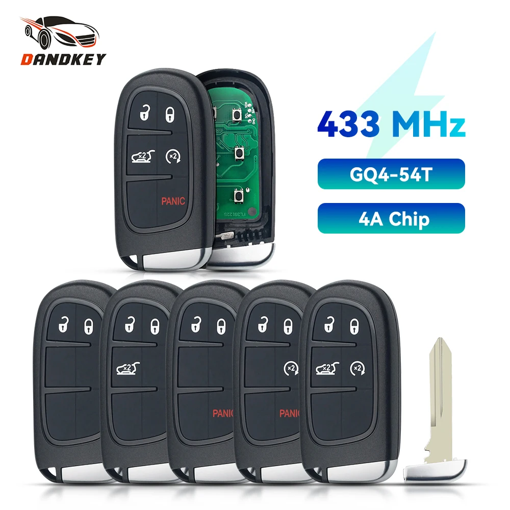 

Dandkey 433MHz 4A PCF7953M Chip GQ4-54T 2/3/4/5 Button Smart Car Remote Key Fob Uncut For Jeep Cherokee 2014 15 16 17 18 19 2020