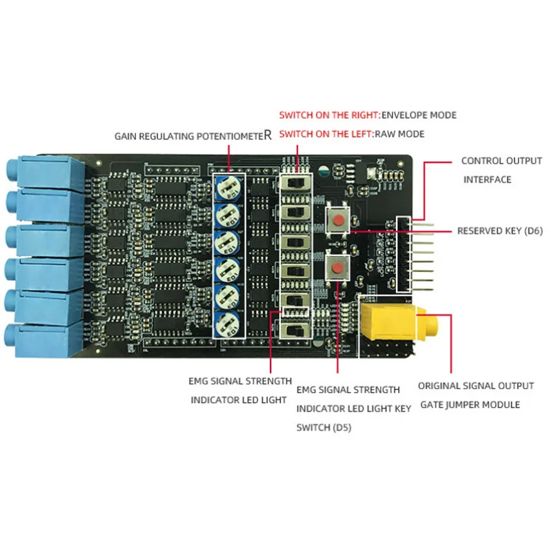 Six Channel EMG Muscle Sensor Module Controller Detects Muscle Activity with Arduino Uno Development Board Smart Automation Kit