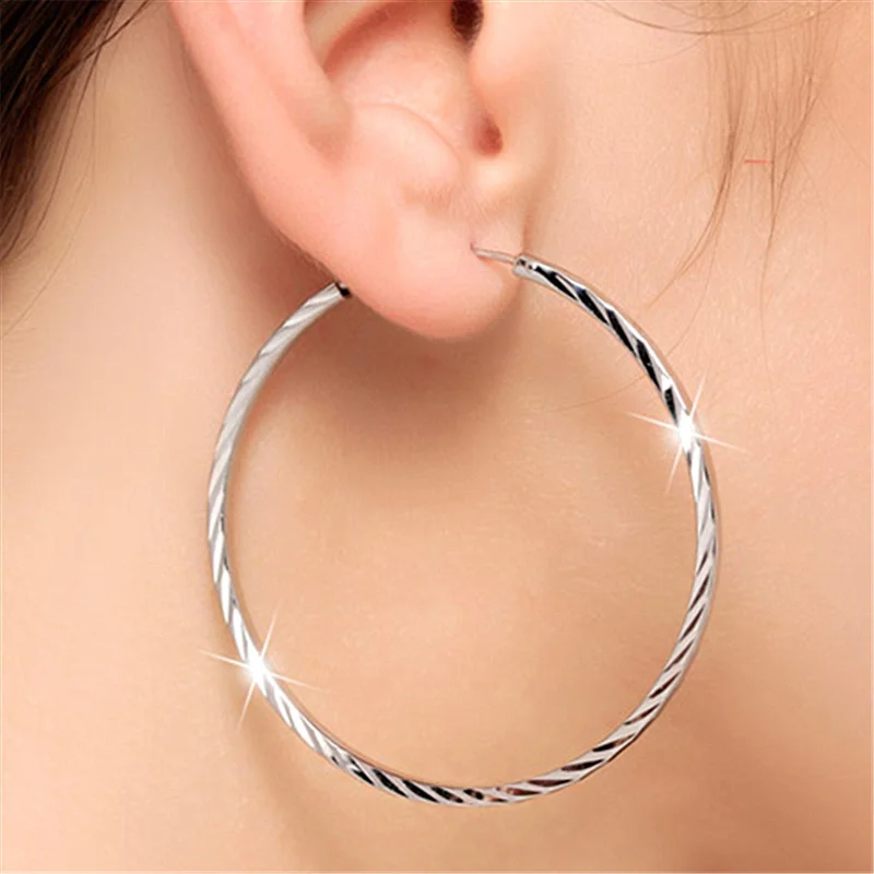 Fashion 925 Sterling Silver Earrings Round Car Flower Earrings For Women Charm Jewelry Gift