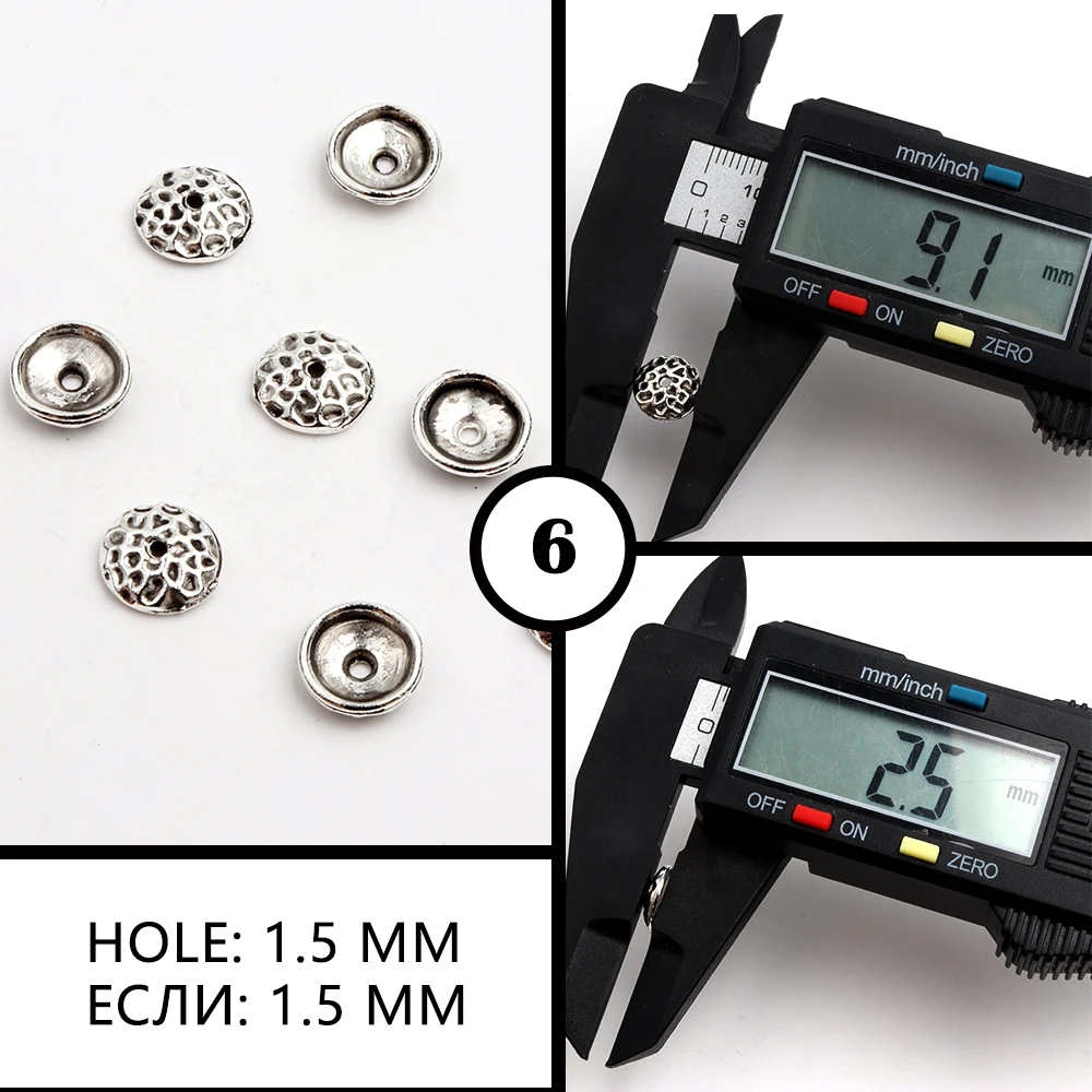 50 stücke Antike Kupfer Splitter Bronze Gold Runde Polygon Hohlen Form Metall Spacer Blume Perlen Kappen Für Schmuck Ketten, Der DIY – Detail 12