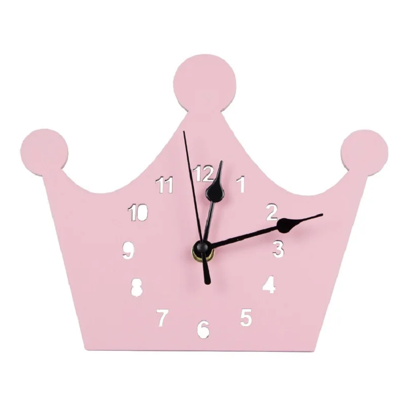 Girl Pink Princess Crown Clock for Kids Children Room Decor Silent Mute Wall Decorative Clocks Modern Design 3D Dropshipping