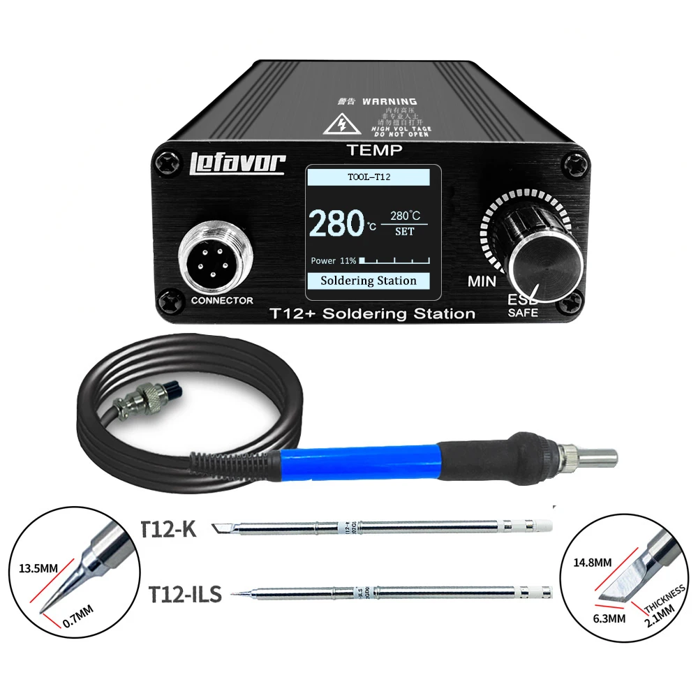 estacao de ferro de solda digital t12 75w solda pontas controle de temperatura ajustavel funcao do sono 01