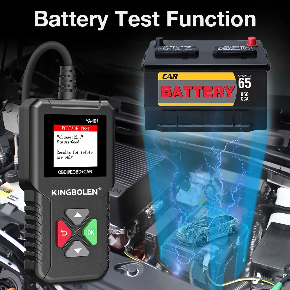 KINGBOLEN YA101 OBD2 Scanner Test batteria automobilistica controllo motore strumento diagnostico lettore di codici PK ELM327 CR3001