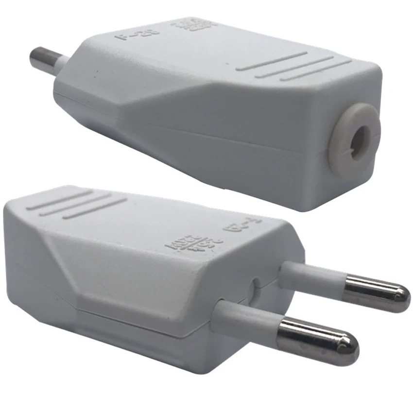 1pcs Black White 250V 2.5A European Power Cable Plug 2 Polarity Electrical Male Rwirable Connector EU DIY Wired Electrode Plug