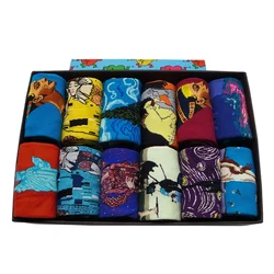 12 Pairs/Pack Men Woman Colorful Fun Cotton Socks Famous Painting PatternedPrinted Cool Novelty Funny Art Dress Socks