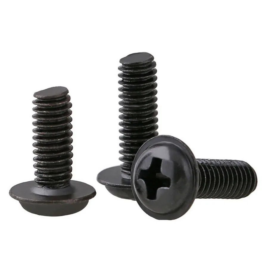 M2-M4 Phillips Pan Head With Washer Machine Screw Carbon Steel Nickel/Zinc Plated Cross Round Truss Head With Collar Padded Bolt